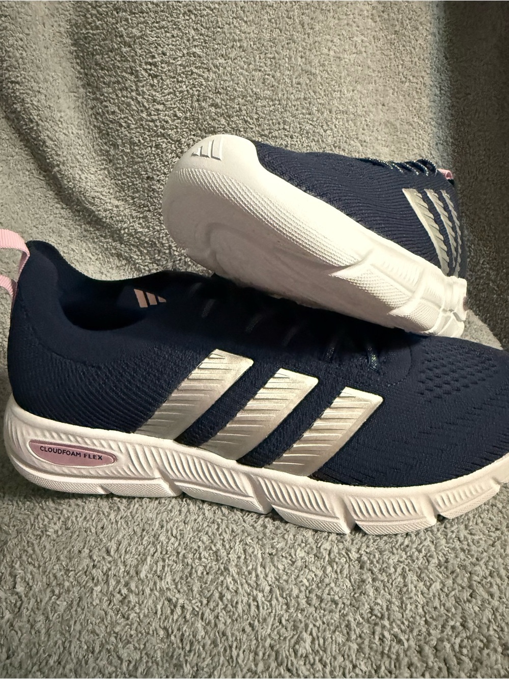 adidas Navy Athletic Sneakers with White Stripes